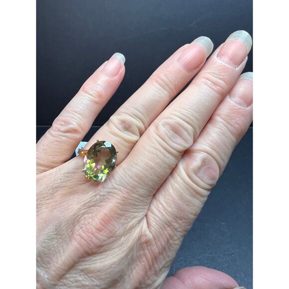 NEW Mystic Quartz ring in gold over sterling silver size 7 - Picture 4 of 16
